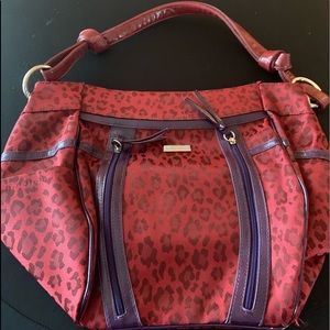 Miche red leopard patent leather purse